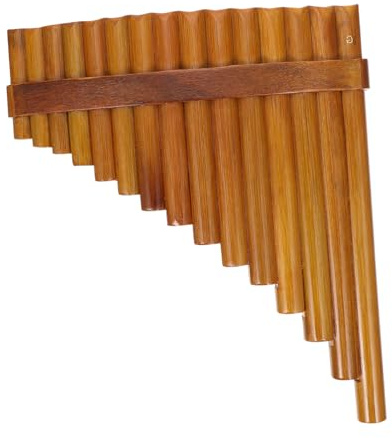 GALPADA Professionelle Bambus Panflöte 15 Rohre G-dur Links Holzfarbe Traditionelles Pädagogisches Musikinstrument für Anfänger und Schulunterricht