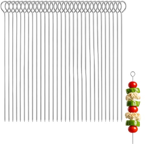 30-Piece 30 cm Kebab Skewers Set, Metal Skewers, Stainless Steel Skewer for Outdoor Grilling, Barbecue Skewer with Durable Construction, 30 cm Skewers for Versatile Food Preparation