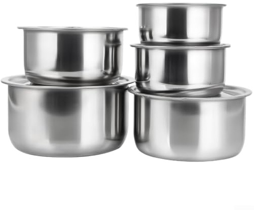 410 cuencos de acero inoxidable para mezclar, con tapas seguras para la manipulación de alimentos en entornos comerciales o de catering domésticos