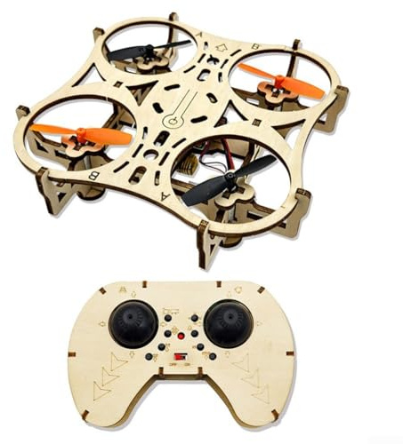 DIY Holz Drohnen Bausatz Ferngesteuerter Quadcopter mit LED Lichtern 360° Stunts Einstellbare Geschwindigkeit Für Anfänger und Experten