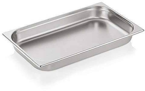 WAS 7011 065 Serie 70 Chromnickelstahl Gastronormbehälter mit Stapelrand, 9L, 1/1 GN, 325mm x 530mm x 65mm