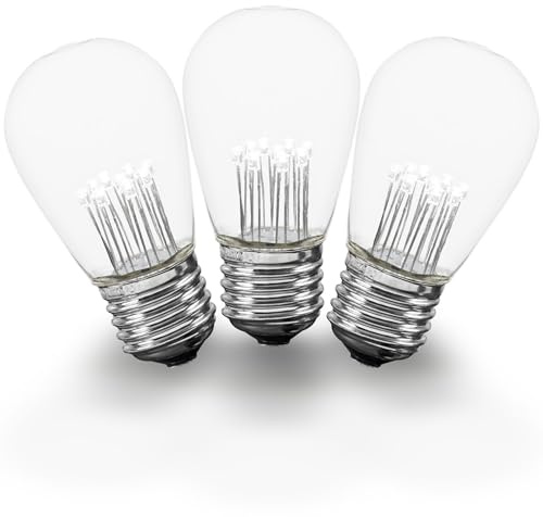 Novelty Lights 5 Pack LED S14 Outdoor Patio Edison Replacement Bulbs, Pure White, E26 Medium Base, 1 Watt