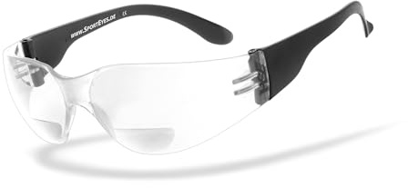 HSE SportEyes® | BIFOKAL Brille: +2,00 DIOPTRIEN | Sportbrille mit Lesehilfe | UV400 Schutzfilter, HLT® Kunststoff-Sicherheitsglas nach DIN EN 166 | Sportbrille, Fahrradbrille, Bikerbrille