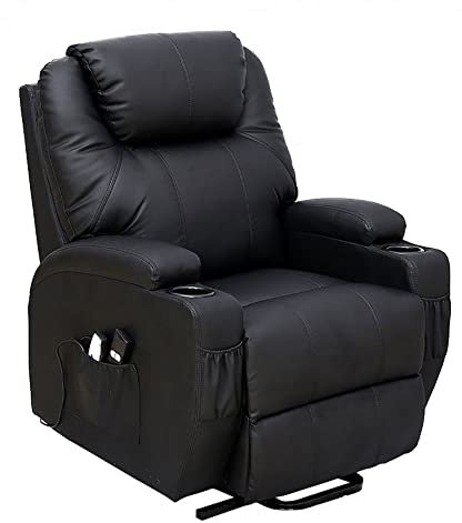 Dream Plus Bonded PU Leather Electric Rise and Recline Mobility Recliner Arm Chair (Black) (23st/150KG Max User Weight) 48Hr DELIVERY