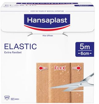 Hansaplast Elastic Pflaster (5m x 6cm), extra flexible Wundpflaster speziell für Gelenke und viel bewegte Körperstellen, flexible und atmungsaktive Pflaster Großpackung
