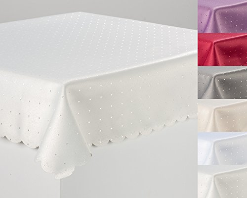 Tischdecke Tischtuch Tafeldecke DAMAST Punkte Fleckversiegelt Gastronomie Farbe Champagner Maße 160x320 eckig