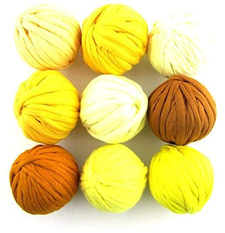 Hoooked Zpagetti Baumwoll-T-Shirt-Garn, 7,5 m, 40 g, 9 Stück (Lemon Mango)