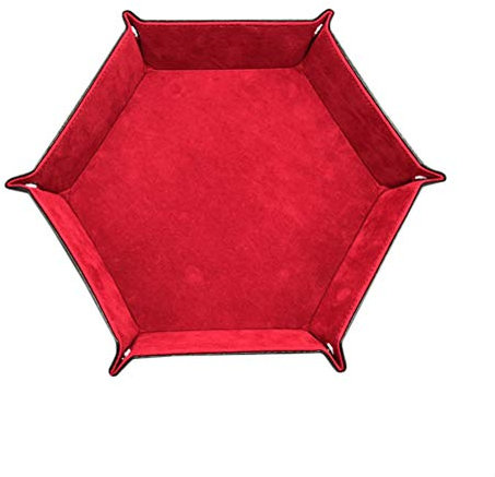 TOPBATHY Sechseck Würfel Tablett PU Leder Würfelteller Würfeltablett Würfelbrett Faltbar für Dungeons Dragons RPG Würfelspiele Tischspiele(Rot)