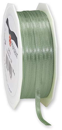 Präsent C.E. Pattberg Satin altgrün, 50 m Satinband zum Einpacken von Geschenken, 3 mm Breite, Geschenkband zum Dekorieren & Basteln, Dekoband, Anlass