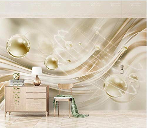 Papier Peint Panoramique Intissé Tapisserie Murales 3D Décoration Murale Effet Trompe Loeil Boule De Gaufrette En Paillettes De Soie Dorée