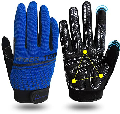 Fitness Handschuhe Herren Vollfinger Damen Traininghandschuhe Kraftsport Fitnesshandschuhe Handgelenkschutz Rutschfest Sporthandschuhe, für Bodybuilding Gym Krafttraining Training (Blau, XL)