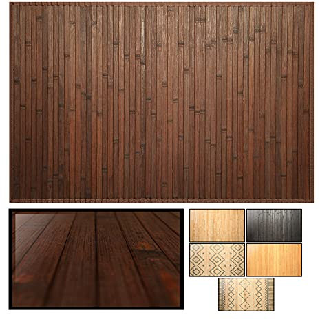 LucaHome – Alfombra de Bambú Uganda Ideal para Interior, Alfombra para Cocina, Salón, Despacho, Dormitorio con Cenefa, Antideslizante (Chocolate, 60x90cm)