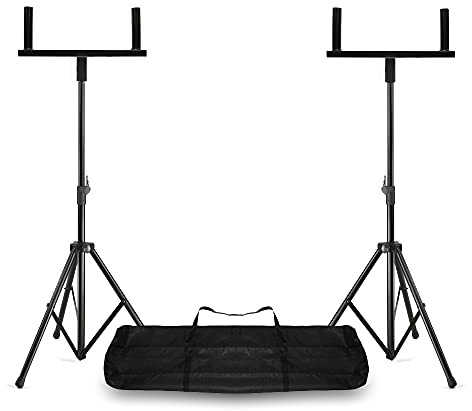 Vonyx Adjustable PA Speaker Stands Pair with Dual Tripod Stand Brackets and Carry Bag, Speaker Tripod Stand Kit, DJ Stands for Mobile DJs and Live Performances