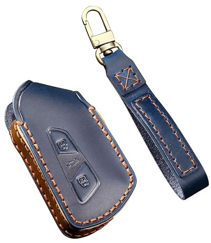 ontto Leder Autoschlüssel Hülle Passt für VW ID.3 ID.4 Golf 8 Seat Leon Tarraco Ateca Skoda Octavia 2024 2025 Zubehör Fernbedienung Cover Schlüsselhülle Schlüsselanhänger Schlüssel Schutz Etui -Blau