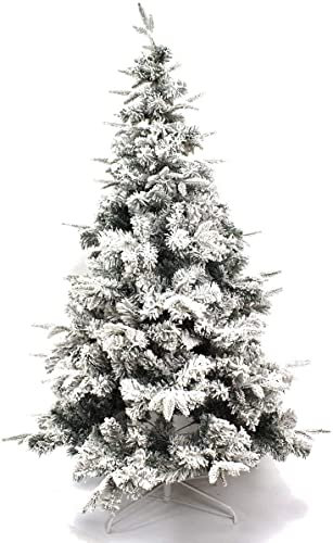 Árbol de Navidad. Color Verde con Nieve. Muy Realista. Soporte metálico. Varios tamaños. (150 cms.)