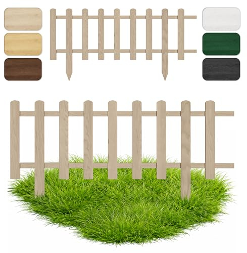Floranica Garden Border Fence Picket Fence Decorative Fence 20 cm x 100 cm Untreated Wooden Garden Fence Decorative Fence Slatted Fence Lawn Edge Unimpregnated Enclosure for Paths