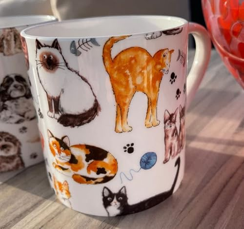 Dreamair Cats Chintz Design Fine Bone China Tea/Coffee Jumbo 1 Pint Mug