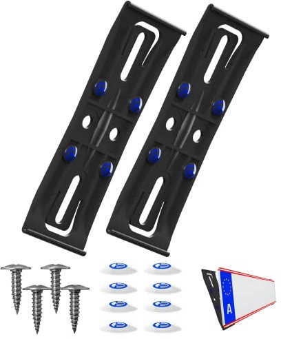 Kennzeichenhalter Österreich Rahmenlos schwarz flach 4mm für Kennzeichentafeln 520x120mm unsichtbar Kennzeichenträger für alle Fahrzeuge & Modelle geeignet für Österreich Dänemark Slowenien Ungarn