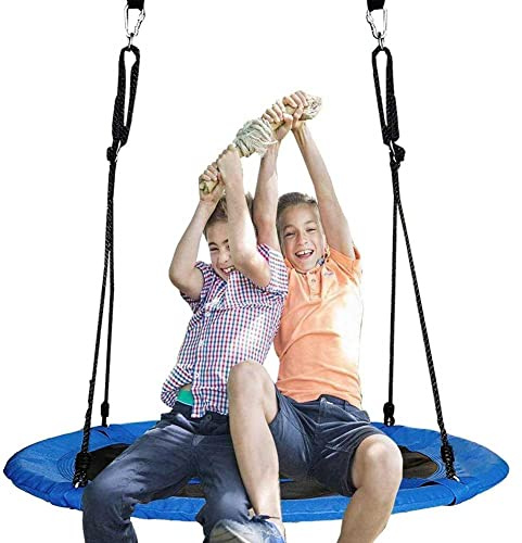 Bakaji Altalena Rotonda a Nido da Giardino Diametro 110 cm in tessuto Oxford 600D Giocattolo per Bambini Esterno Corde in Nylon Altezza regolabile 190-250cm Capacità 100kg Sedia Sospesa