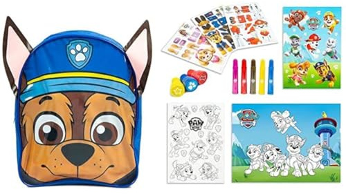 Paw Patrol Chase Activity Backpack For Boys And Girls - Kids Activity Packs - Back To School Stationery Sticker Book Bag - Kids Travel Activity Packs For Holidays
