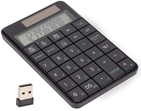 Rechner Nummernblock Rechner, Solarpanel, Zwei Modi, 29 Tasten, 2,4 GHz, Kabelloser Nummernblock Rechner, Stabile Übertragung Ohne Verzögerung für Laptops, Banken, Schulen, Unternehmen