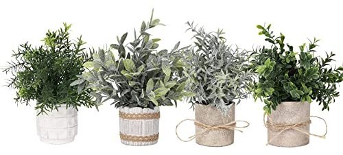 YVONNEYI 4 Stück Künstliche Pflanzen, Kunstpflanze Klein für Home Decoration, Künstliche Pflanzen wie echt für Wohnzimmer Schlafzimmer Badezimmer Küchen Zimmer Zuhause Innen Deko (009, 4 Stück)