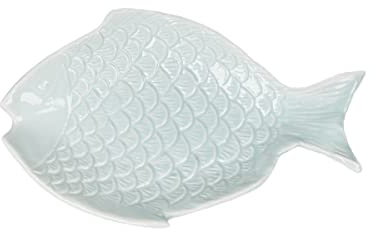 Beachcombers 5.91 Fish Shaped Decorative Ceramic Trinket Tray Plate All Seasons Summer Beach House Ocean Sea Coastal Nautical Living Room End Table Kitchen Dining Dinner Table Tabletop Bedroom