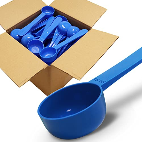 RE-GEN Lot de 25 cuillères à mesurer réutilisables en plastique à long manche 15 ml | Idéales pour liquides, poudres, granulés, maison, cuisine, restauration, soins de santé, fitness