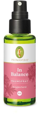 PRIMAVERA Raumspray In Balance bio 6 x 50 ml - Rose, Orange und Rosengeranie- Aromadiffuser, Aromatherapie - augleichend - vegan
