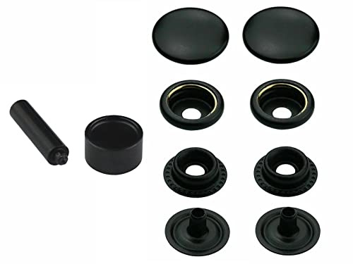 Ringfeder Druckknöpfe + Einschlagstempel, Snaps Buttons Metallknöpfe rostfreie Knöpfe Ringfederverschluss (20 Stück - 12,5 mm)