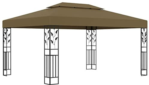 Pavillon mit Doppeldach, MOONAIRY Faltpavillon, Pergola, Partyzelt, Standmarkise, Sonnenzelt, Garten Pavillion, Grillpavillon, 3x4 m Taupe 180 g/m²