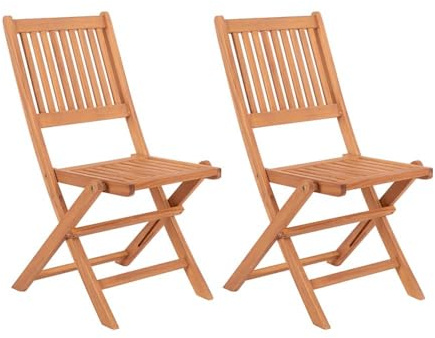 LOLAhome Pack de 2 Sillas de jardín Resistentes y Plegables | De Madera natual sostenible de Acacia con FSC | para Exterior, jardín, terraza, balcón o Piscina | Kate