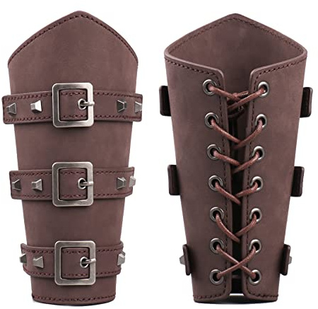 Mayting 2-pack läderarmband vikingabältar riddare pansararmband medeltida bågskytte armskydd krigare halloween cosplay kostym (A)