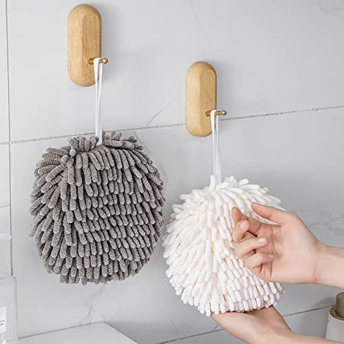 KEYRI 2 Stück Handtücher Küche Badezimmer Handtuch Küche Hände Handtücher Set Hängende Handtuch Waschlappen,Extra Weich Und Saugfähig,Trocknen Sie Ihre Hände Schnell, Badezimmer-Zubehör (Weiß + Grau)