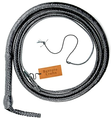 Frusta in pelle di canguro Frusta pesante in 16 fili intrecciati Pancia in pelle intrecciata e supporto in pelle all'interno Frusta rumorosa Indiana Jones Equitazione Equestre(16 Piedi (4,8 Metri))