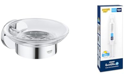 Lot de GROHE Start Porte Savon avec Support pour Salle de Bain, Chromé, 41193000 + Kit colle QuickGlue A1, 41127000