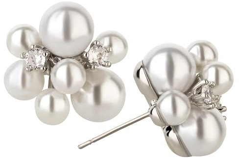 Perlen Ohrringe Schmuck Geschenk Weihnachten Geburtstag, Farbe:Silver