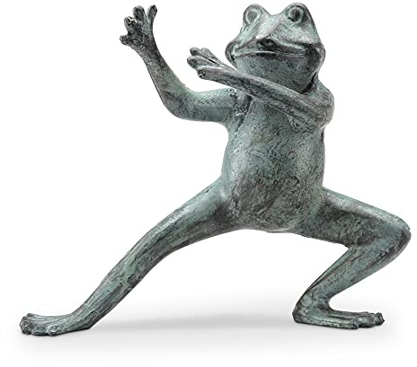 SPI Home 64054 Weathered Green Flexing Tai Chi Frog 7 x 9 Cast Iron Decorative Table Top Décor Figurine