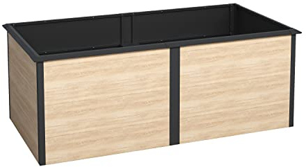 ESTEXO Design Hochbeet Gemüsebeet Pflanzkasten mit Schneckenkante Blumenkasten Beet (200x100x77 cm/Holz-Optik)