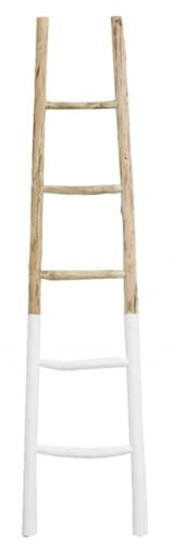 AUBRY GASPARD - Échelle Bois Teinté Blanc - 42 x 4 x 180 cm - Meuble Décoratif Vitrine/Porte-Serviettes - Design Élégant et Polyvalent - Bois Naturel Qualité