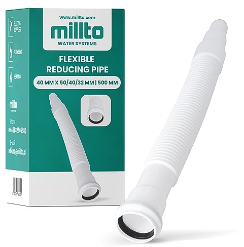 Millto™ Flexibles Rohr Reduzierstück 40 x 50/40/32 mm 500 mm Abflussrohr mit Muffe Abwassersystem Kanalsystem Abgang Waschtisch Verstellbares Abflussverbindungsstück Abflusssysteme