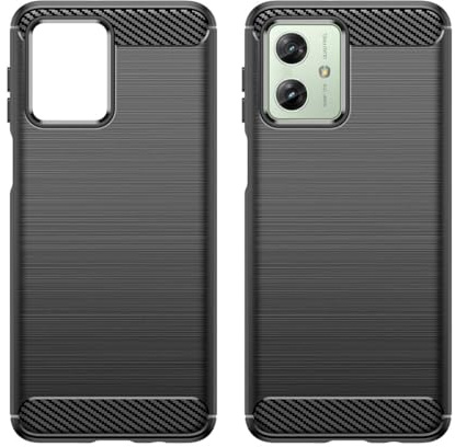 GOKEN Funda para Motorola Moto G54 5G: Carcasa de Silicona Suave antigolpes - Cover con Estilo de Fibra de Carbono y Textura Cepillada, Case -Negro