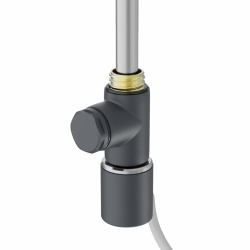 Warmehaus Electric Heating Element Anthracite Towel Bathroom Radiators 500W | Dual Fuel T Piece, End Plug, Cover Cap, Heated Towel Rail Warmer, 1m Cable, Energy efficient