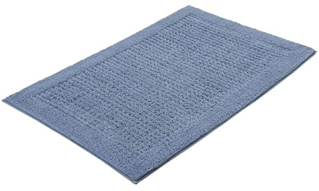 Kleine Wolke Badteppich NET Stahlblau 70 x 120 cm | OEKO-TEX zertifiziert, rutschhemmende Unterseite, für Fußbodenheizung, maschinenwaschbar, 100% Baumwolle