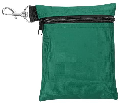 PATIKIL Golf Tee påse 15 x 14 cm, dragkedja golfboll väska med metall hummerklämma för män kvinnor värdesaker, mörkgrön