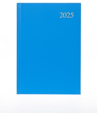 Collins Essential ESSA51.57-25 Business-Terminplaner 2025, A5, Tagesansicht, mit Ledernarbung, Hardcover, Hellblau