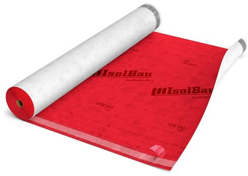 Isolbau Unterspannbahn SPB 190 SKS, 75 m² Rolle (1,5 x 50 m) - Selbstklebende Dachfolie 190 g/m² & 2 Klebestreifen - Dampfdurchlässige Unterdeckbahn, wasserdicht und witterungsbeständig