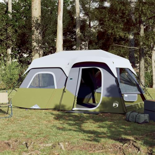 Annlera Campingzelt 441x288x217 cm Kuppelzelt mit LED 9 Personen Zelt für Familien Großes Zelt Campingzelt Wasserdicht mit Sonnendach Grün