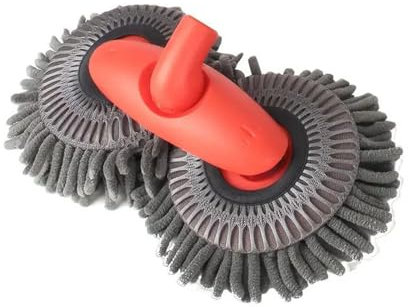 Haloppe Spazzola rimovibile per lavaggio auto con manico lungo, mocio 2 in 1 in microfibra con doppio disco, asciugamano asciutto per spolverare auto senza graffi per lavare auto parabrezza B