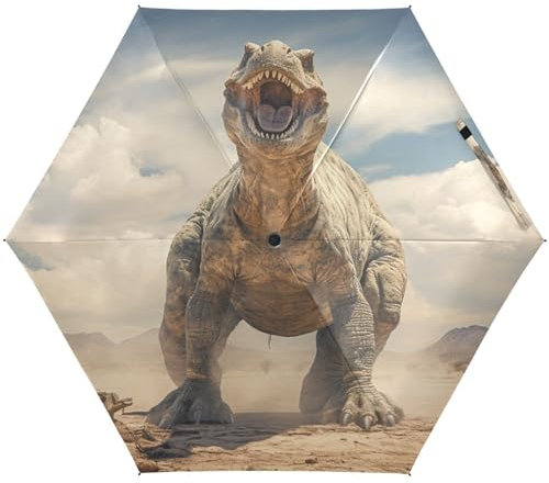 KAAVIYO Starkes Brüllen Dinosaurier Regenschirm UV-Schutz Taschenschirm Umbrella Klein Leicht Schirm Kompakt Schirme für Mädchen Reise Strand Frauen
